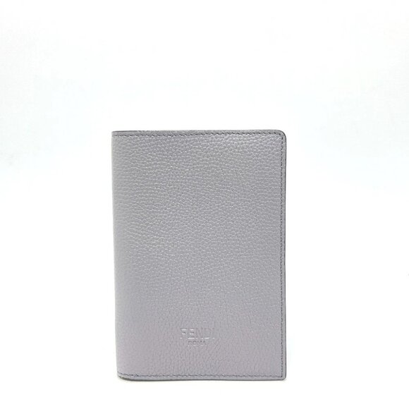 FENDI 7AS378 logo Small pass case passport case Leather gray - Picture 1 of 11